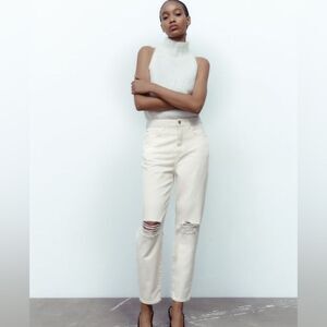 Zara Z1975 ripped mom fit jeans